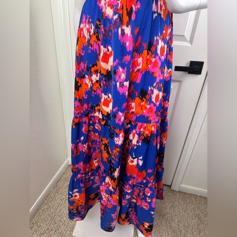 Pretty Garden Floral Maxi Dress in Blue and Red Size Large I#107 - Picture 8 of 12